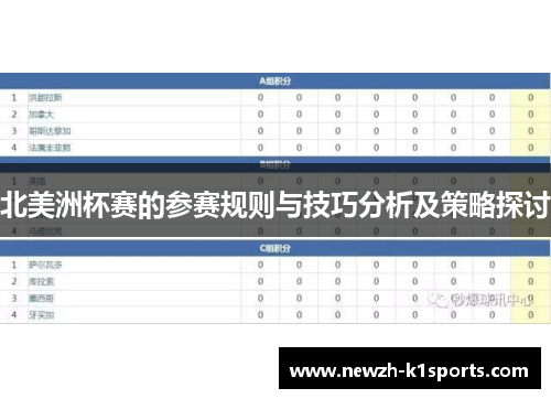 北美洲杯赛的参赛规则与技巧分析及策略探讨